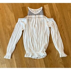 Ramy Brook New York Cold Shoulder Long Sleeve Blouse Top Boho White Size XS‎